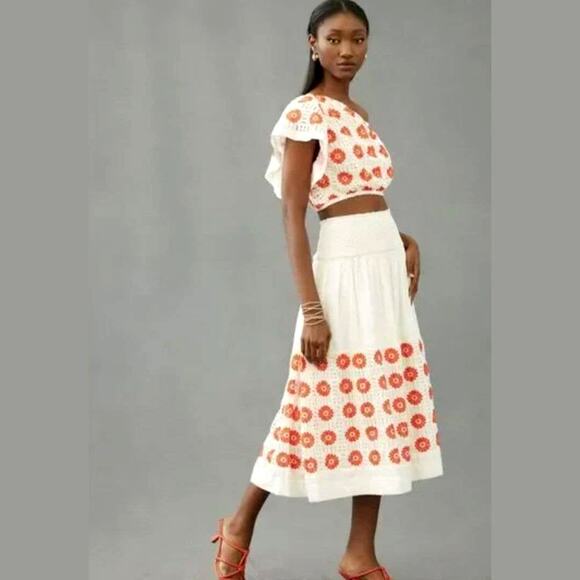 Anthropologie Dresses & Skirts - NWT Anthropologie Floral Two-Piece Skirt Top Set - Large